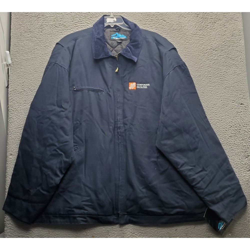 Tri-Mountain Home Depot Jacket Mens 5XLT Navy Canvas Workwear Collared Full Zip